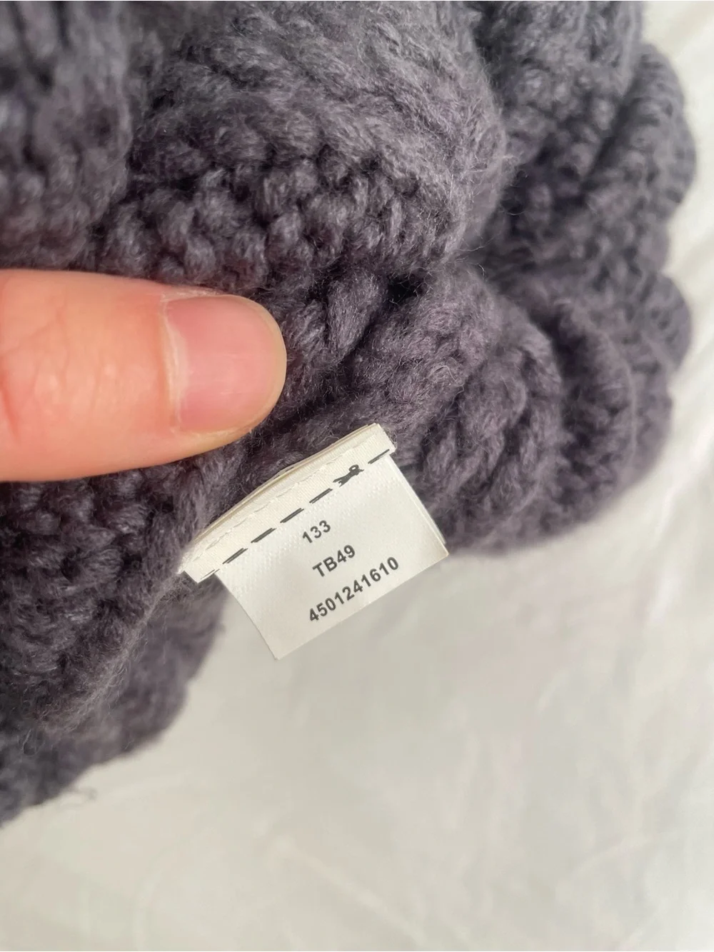 The North Face Purple Gray Cable Knit Beanie with Pom Pom